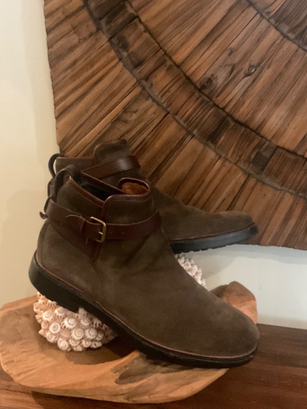 Coach Bryce Men’s Suede Boots , Color Olive Green, Size 9, EU 42